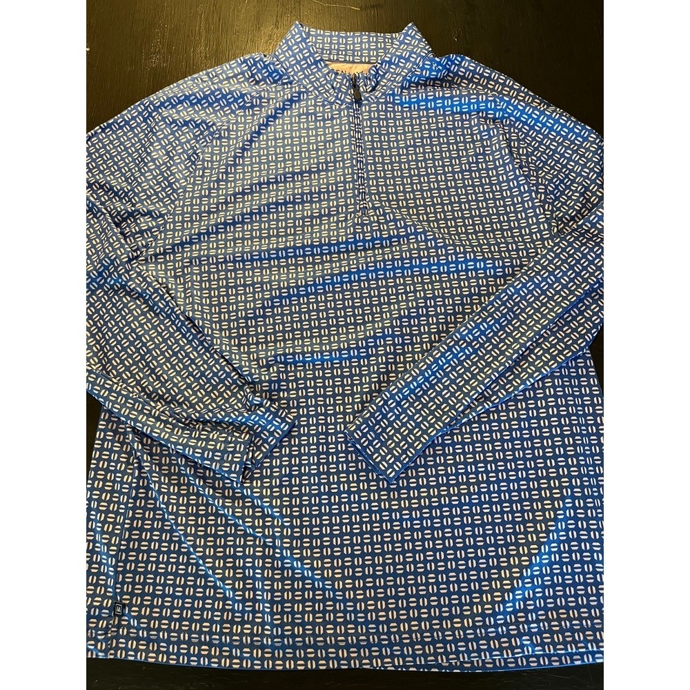 Mizzen+Main Mens X-Large Blue Geometric Print Performance 1/4 Zip Pullover Shirt
